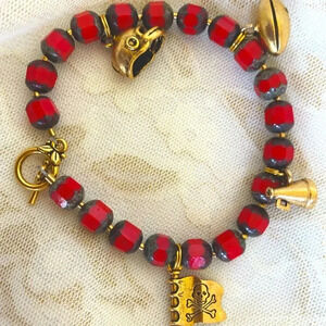 NWT Sports Buccanner Pirate Handmade Bracelet with Cute Goldplated charms
